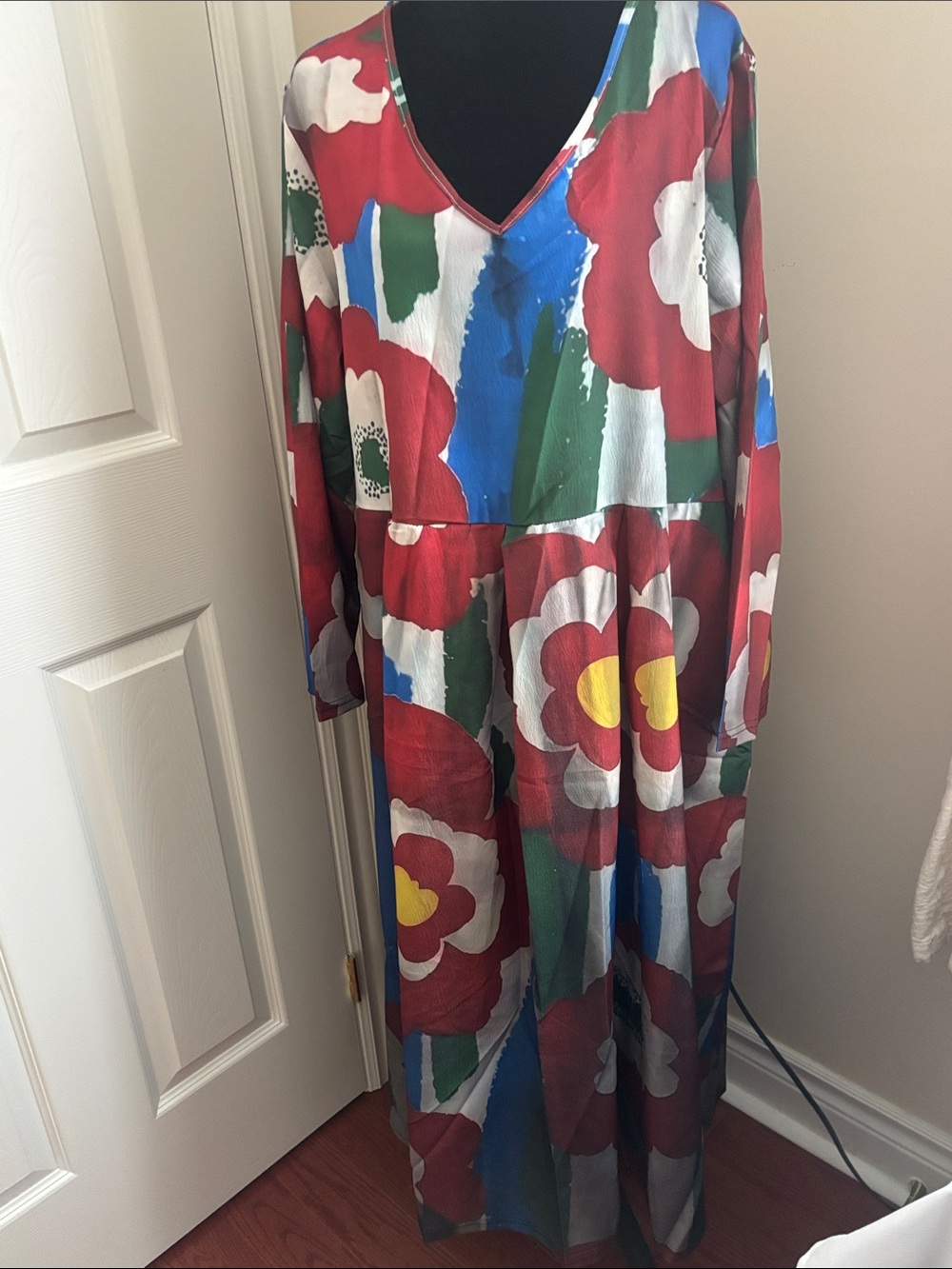 4 Colorful custom made Floral design Maxi Dresses in easy care polyester